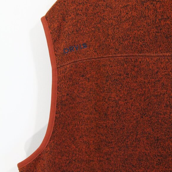 Orvis R65 Mens Sweater Fleece Vest Large Pockets zipper Orange - Picture 6 of 7